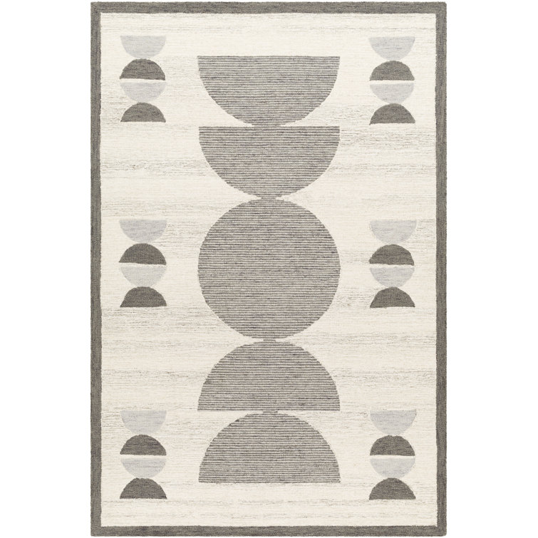 AllModern Uptown Geometric Hand Tufted Wool Area Rug in Gray/Cream Wayfair